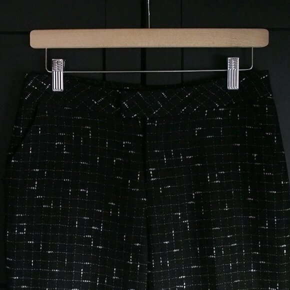 Oak + Fort | Wool Blend, Windowpane, Cropped, Tweed Pants in Black & White - Picture 4 of 5